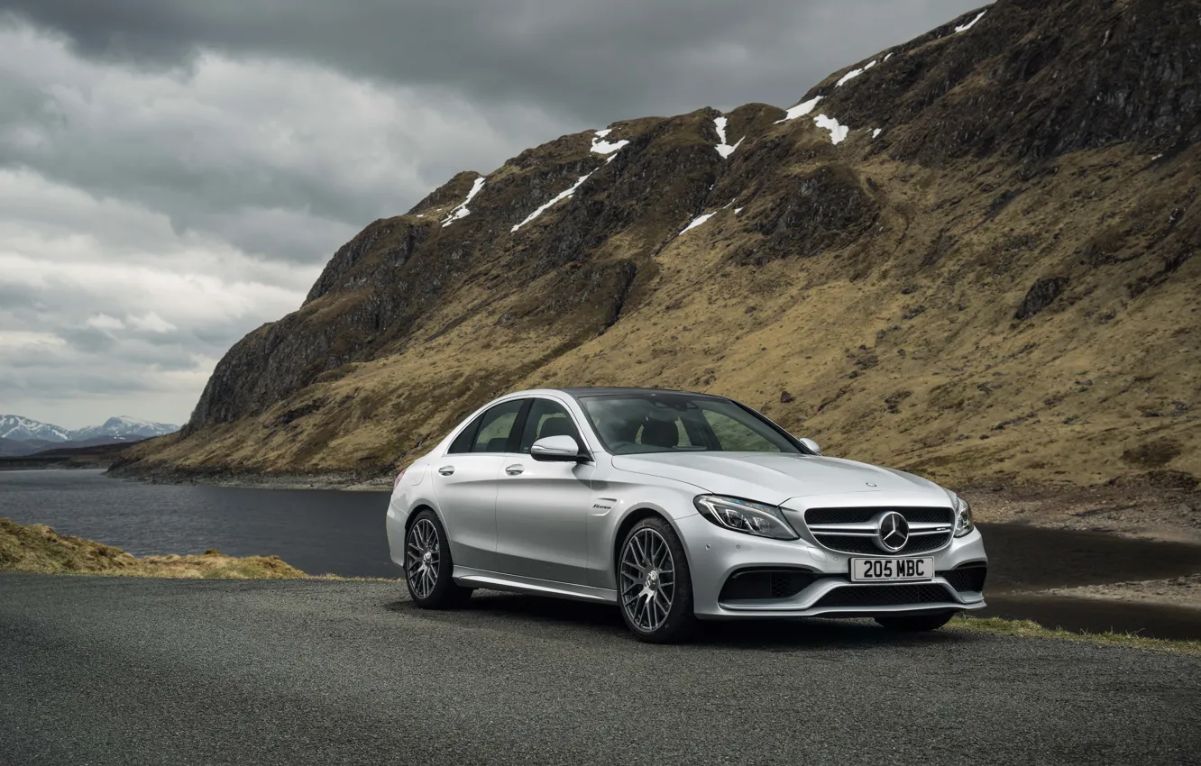 Photo wallpaper Mercedes, Mercedes, AMG, AMG, UK-spec, 2015, W205, C 63 S