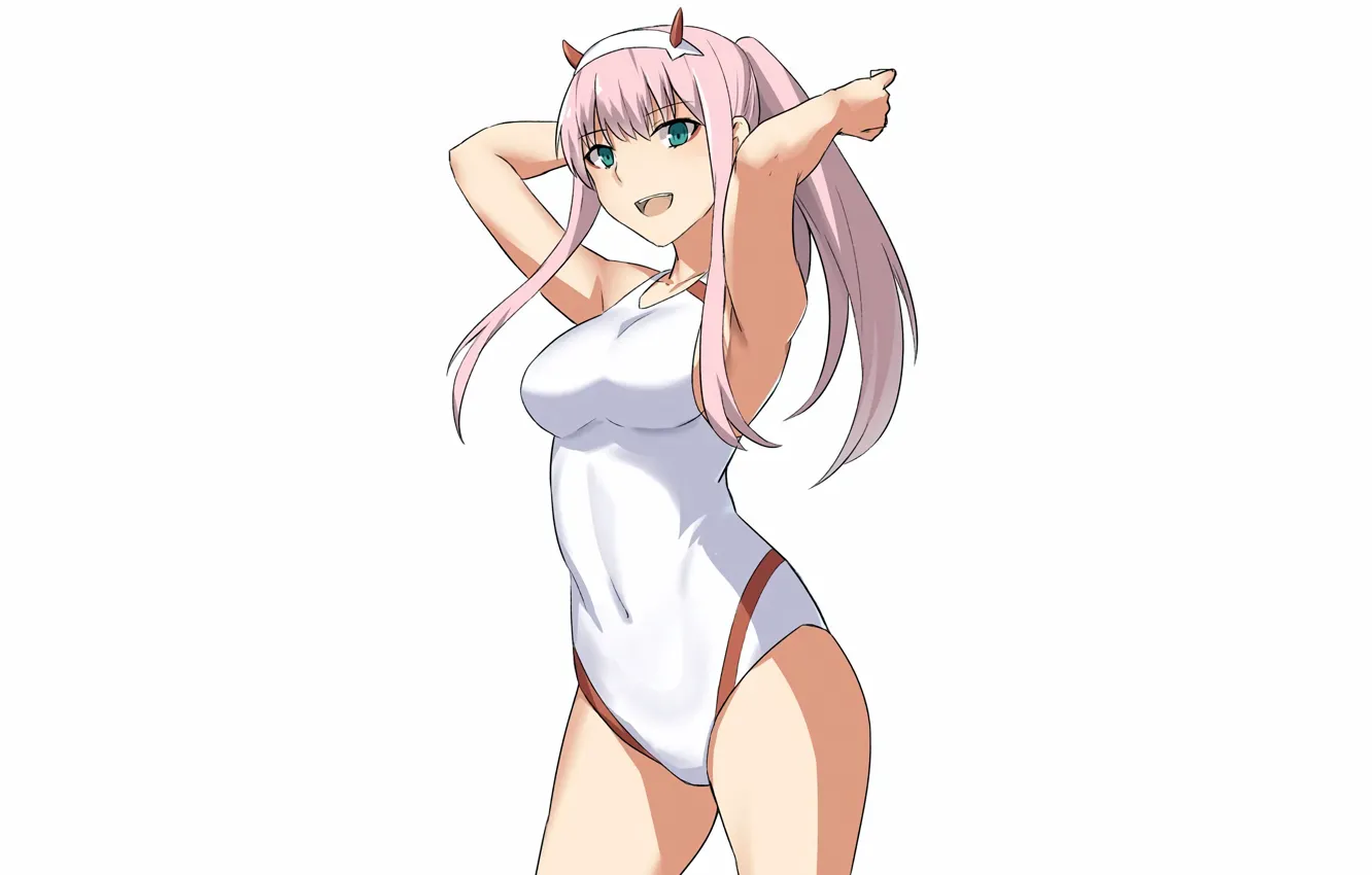 Photo wallpaper girl, sexy, pink hair, long hair, boobs, anime, beautiful, pretty