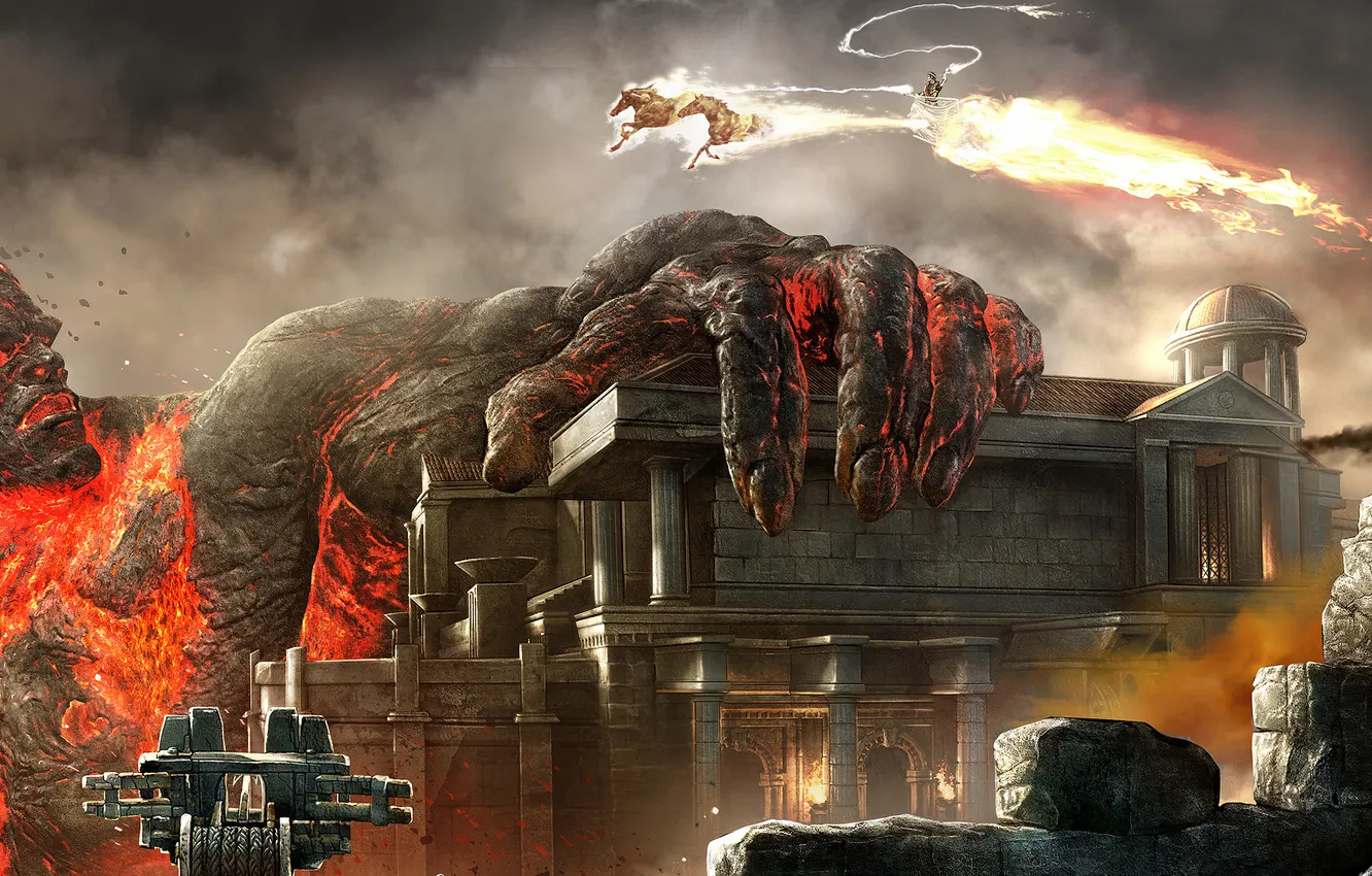 Photo wallpaper wide, God of War, Kratos, Titan