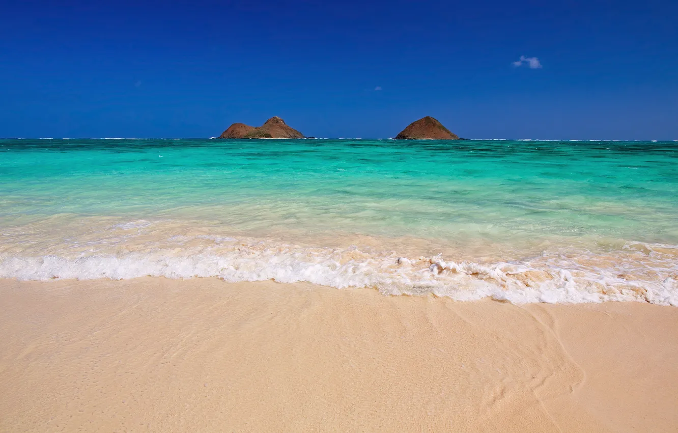 Photo wallpaper winter, sea, beach, the sky, the ocean, Hawaii, USA, The Pacific ocean
