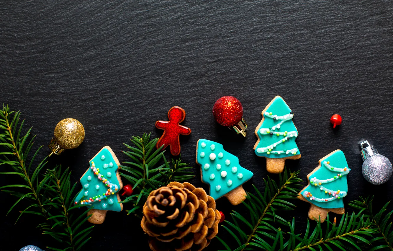 Photo wallpaper decoration, new year, cookies, Christmas, Christmas, wood, New Year, cookies
