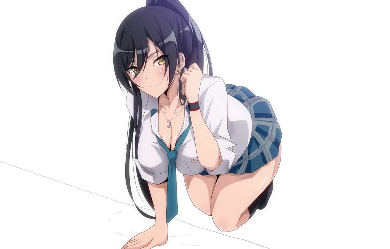 Photo wallpaper girl, sexy, cleavage, long hair, boobs, anime, beautiful, pretty