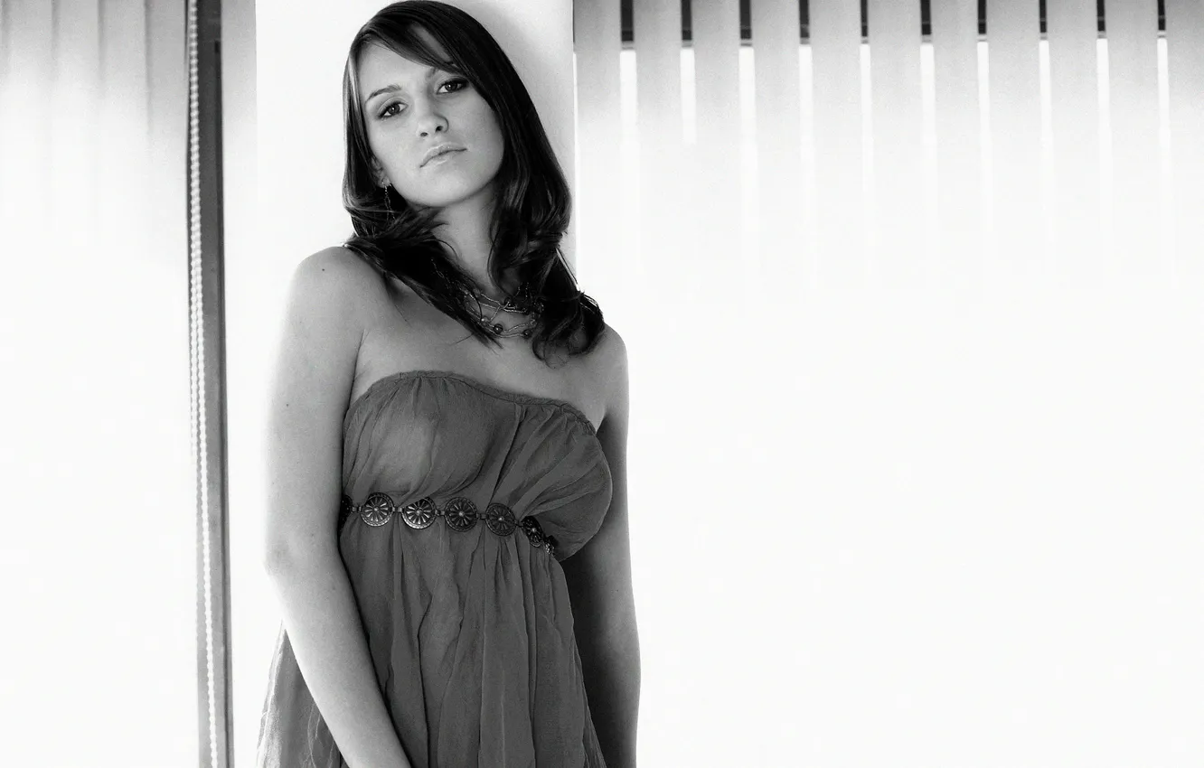 Photo wallpaper girl, dress, black and white