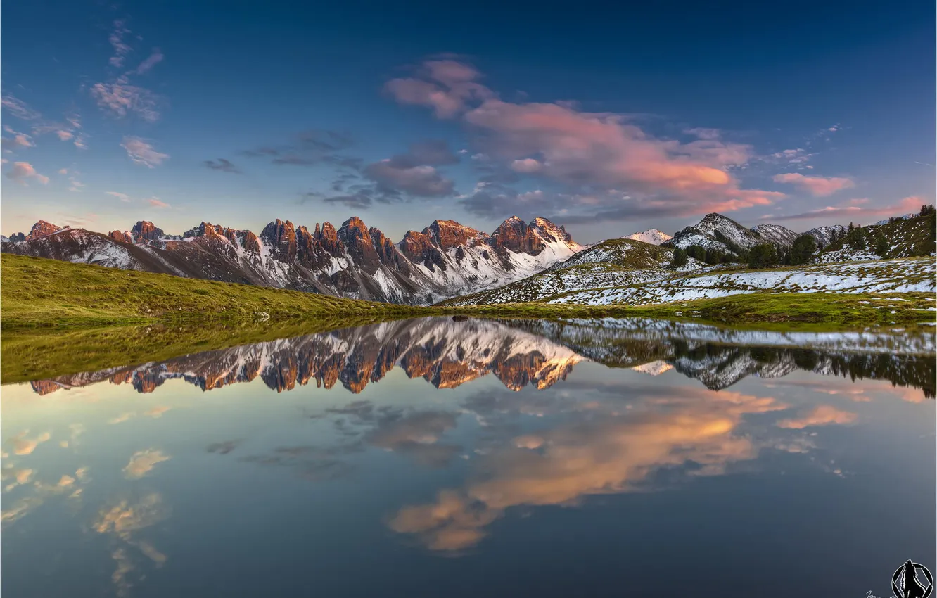 Photo wallpaper mountains, nature, lake, reflection, panorama