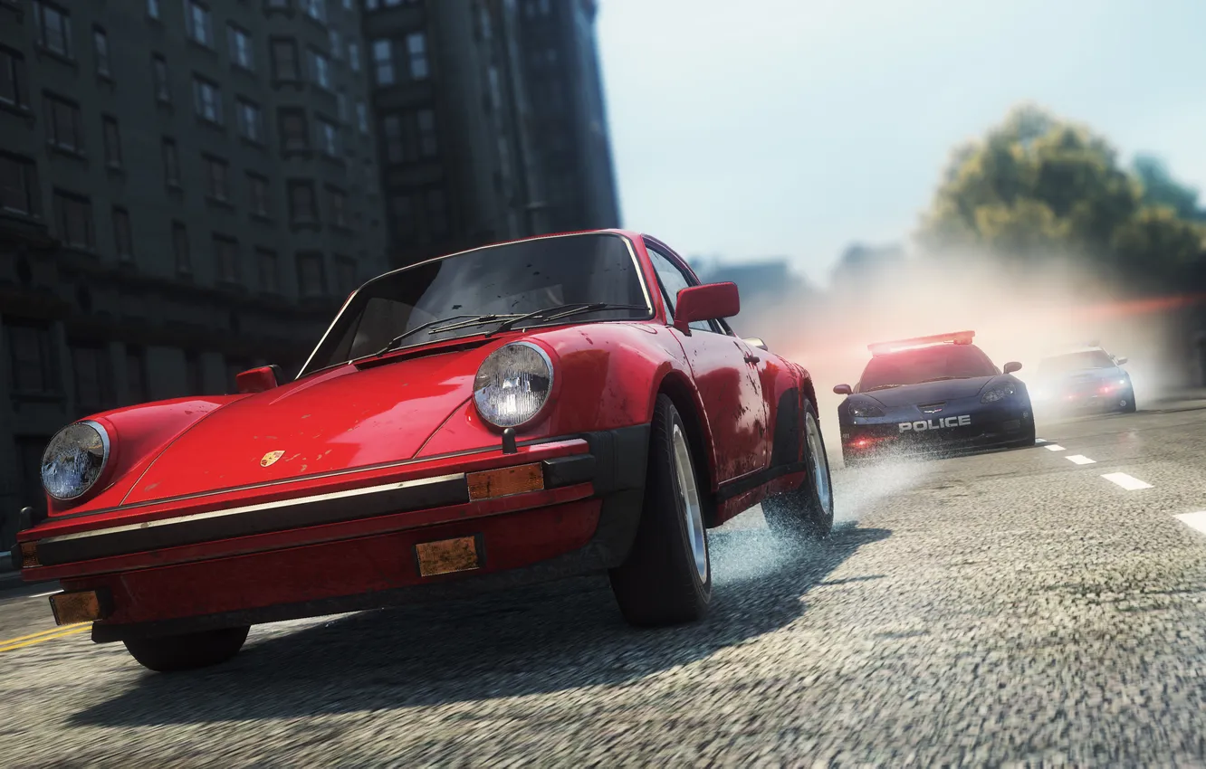 Photo wallpaper race, police, chase, Porsche, classic, Chevrolet Corvette, need for speed most wanted 2