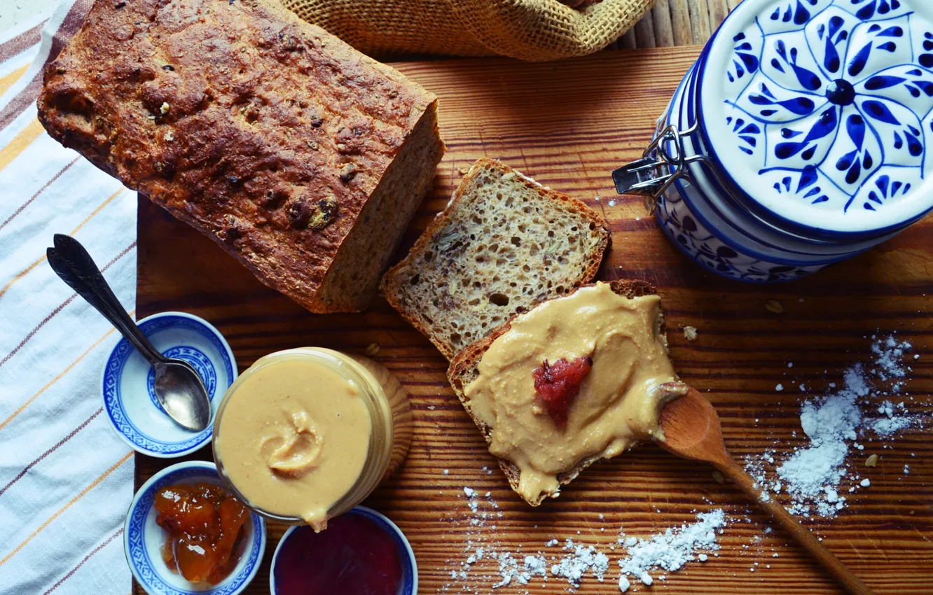 Photo wallpaper Food, Breakfast, Breakfast, Bread
