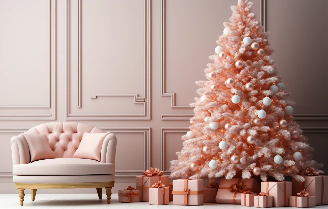 Photo wallpaper room, tree, new year, interior, Christmas, Christmas, view, tree