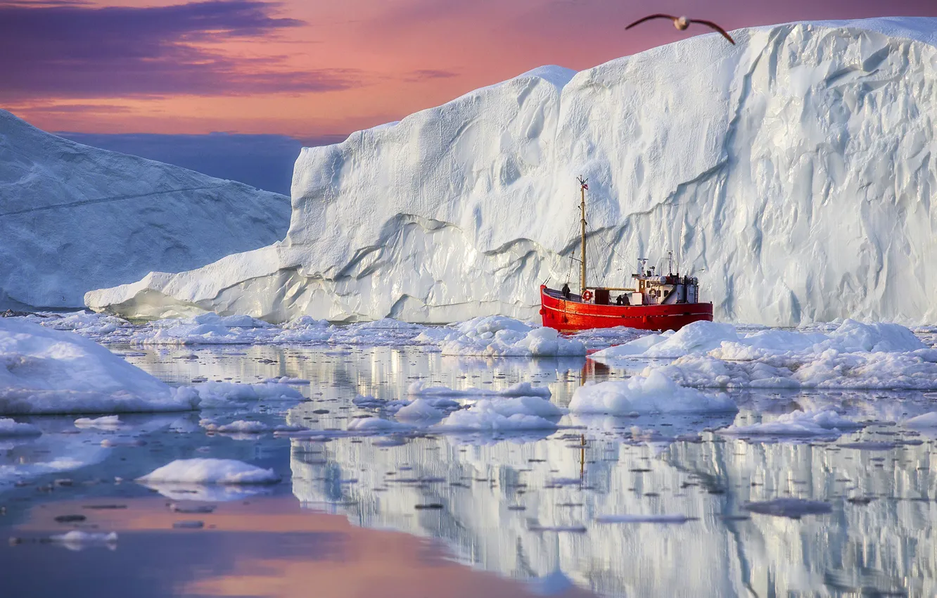 Photo wallpaper sea, ship, Aisberg