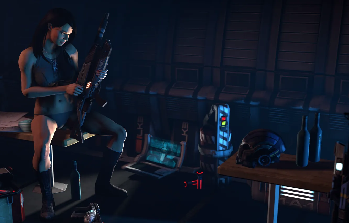 Photo wallpaper girl, weapons, soldiers, mass effect, Ashley Williams