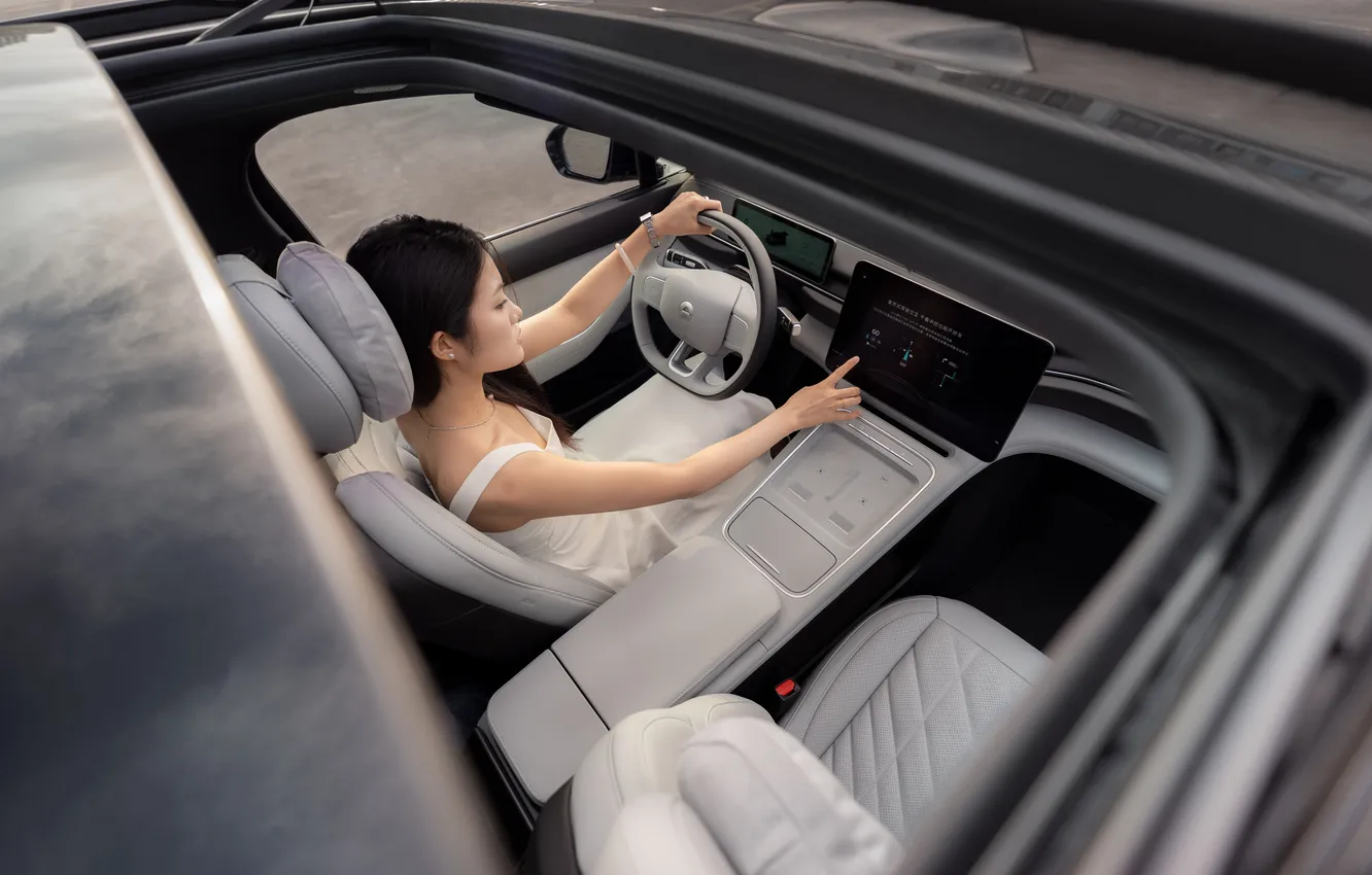 Photo wallpaper girl, interior, SUV, Asian, SUV, electric, NIO, 2025