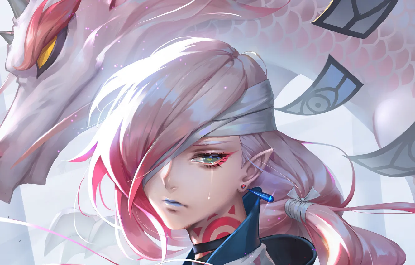 Photo wallpaper girl, dragon, onmyoji