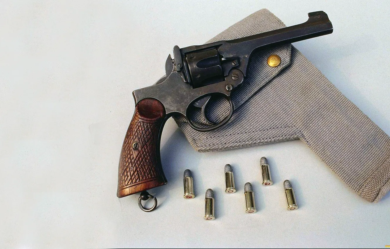 Photo wallpaper UK, cartridges, holster, Revolver, Webley &ampamp; Son Company, Webley, a service revolver