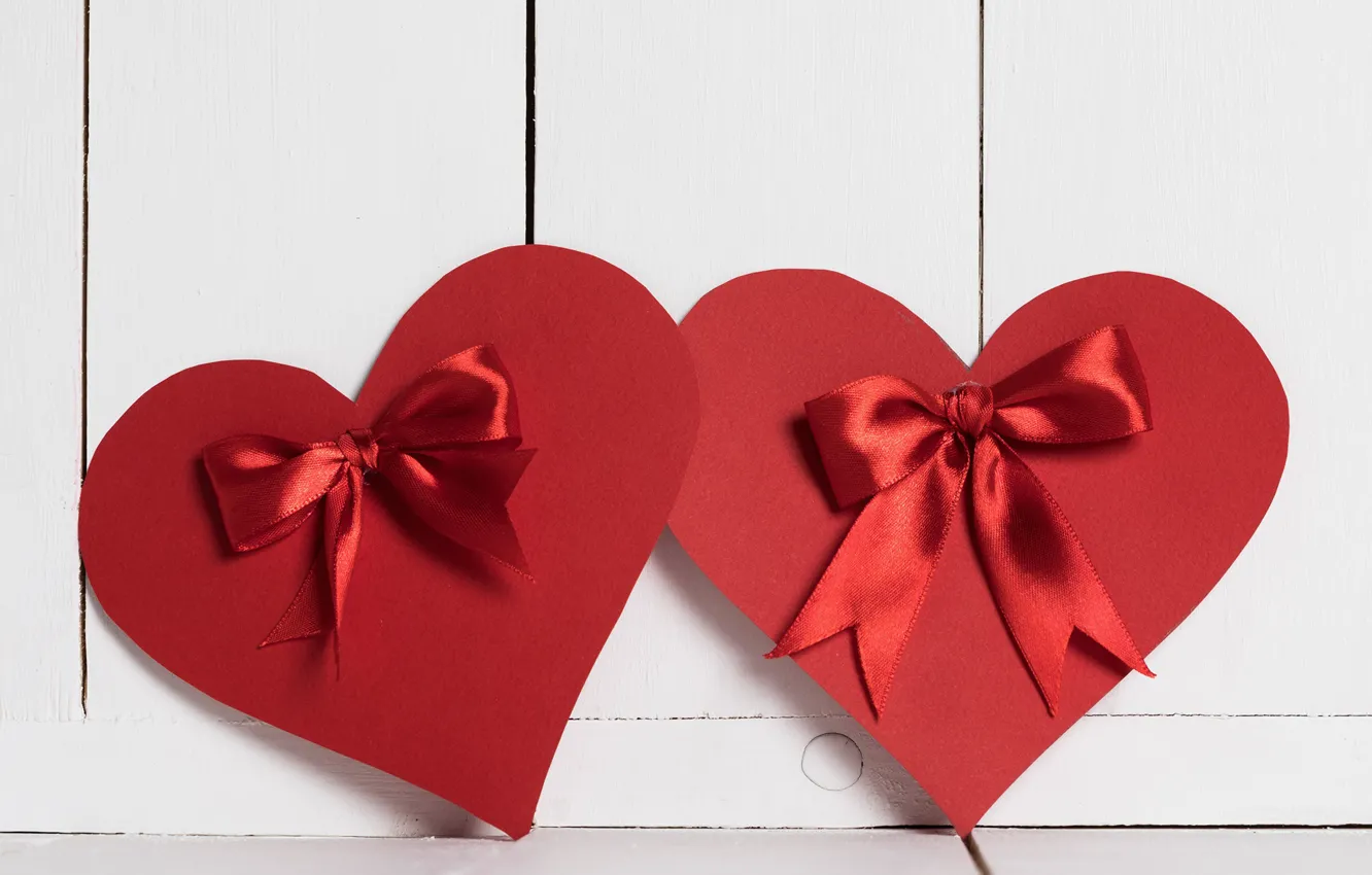 Photo wallpaper red, heart, bow, Valentine's Day