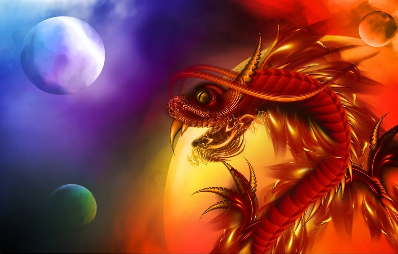 Photo wallpaper balls, dragon, scales, fangs