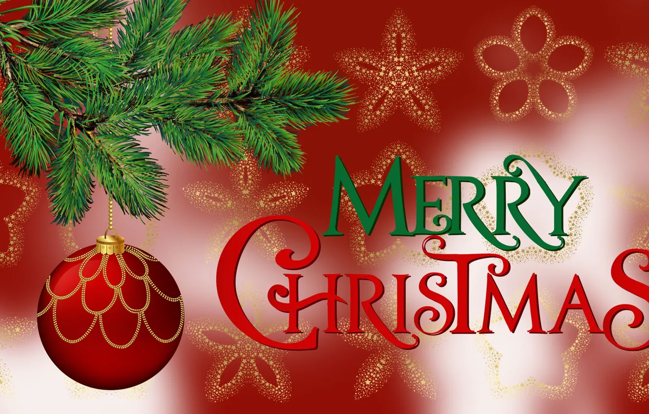 Photo wallpaper Graphics, Congratulations, Christmas, Twigs, Bauble