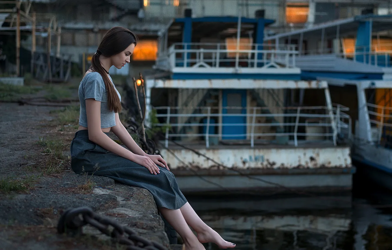 Photo wallpaper sitting, brooding, an abandoned place, Dmitry Begma