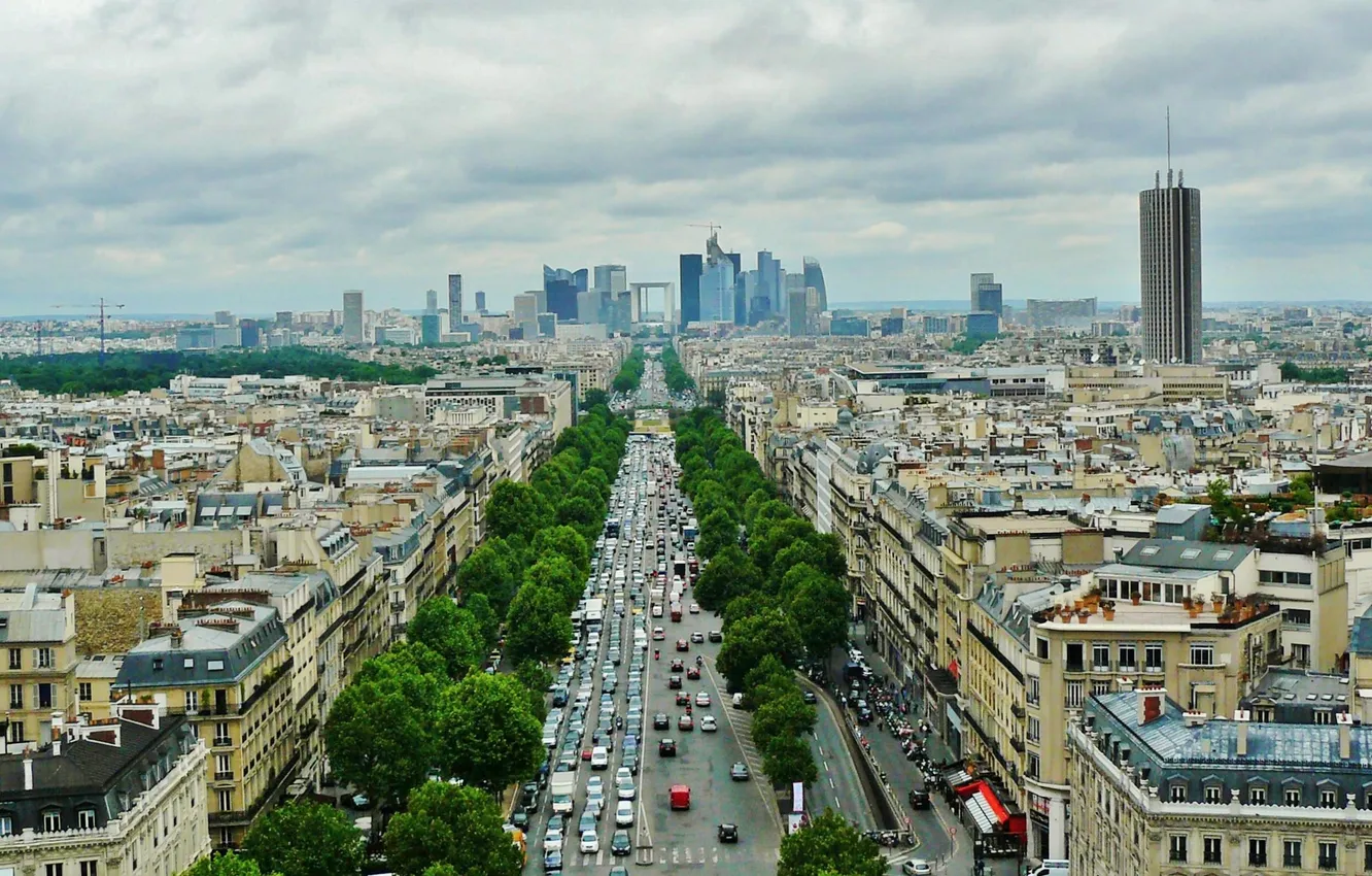 Photo wallpaper trees, the city, movement, panorama, megapolis, the view from the top