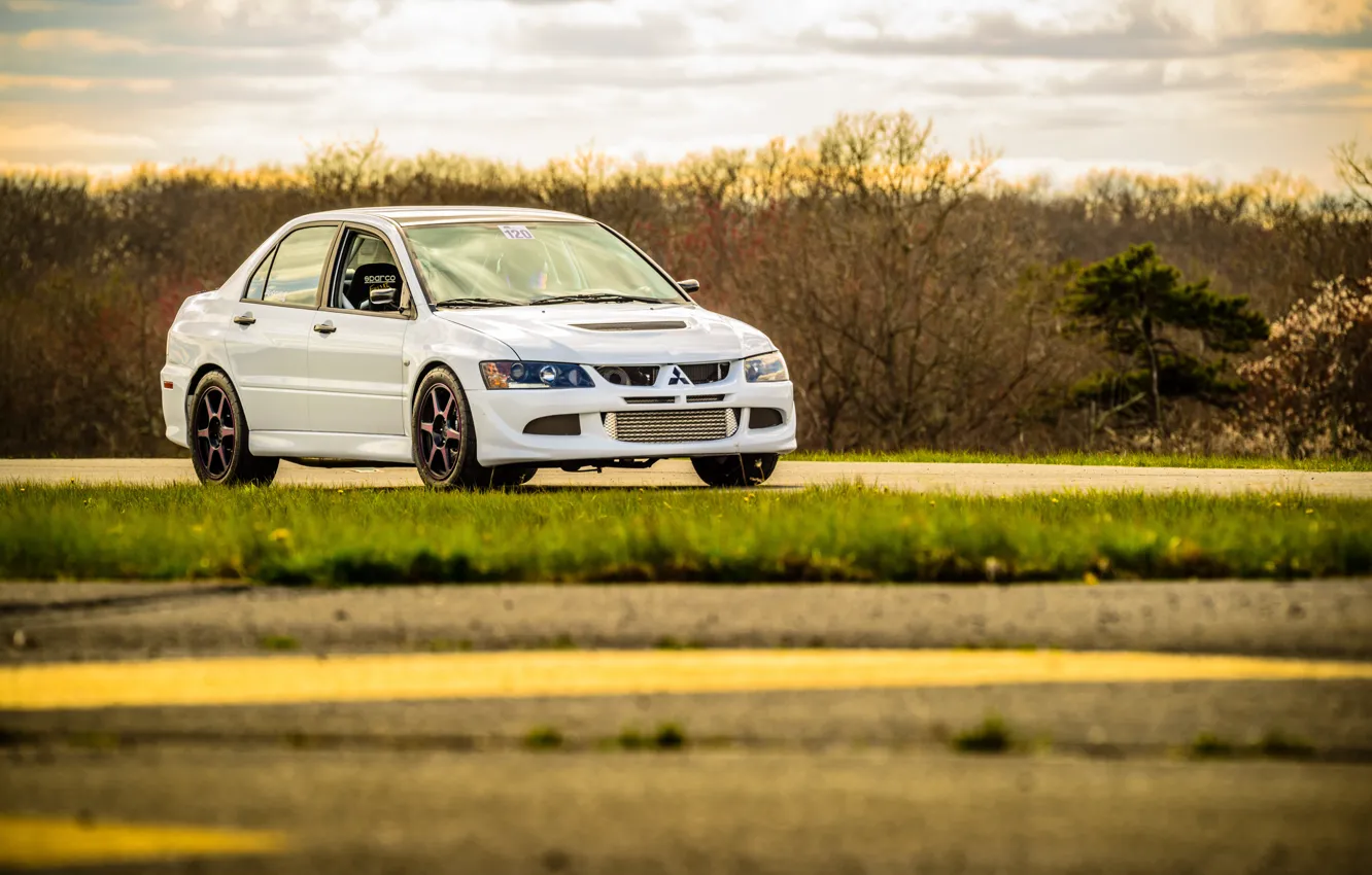 Photo wallpaper White, Evening, Lancer Evolution IX