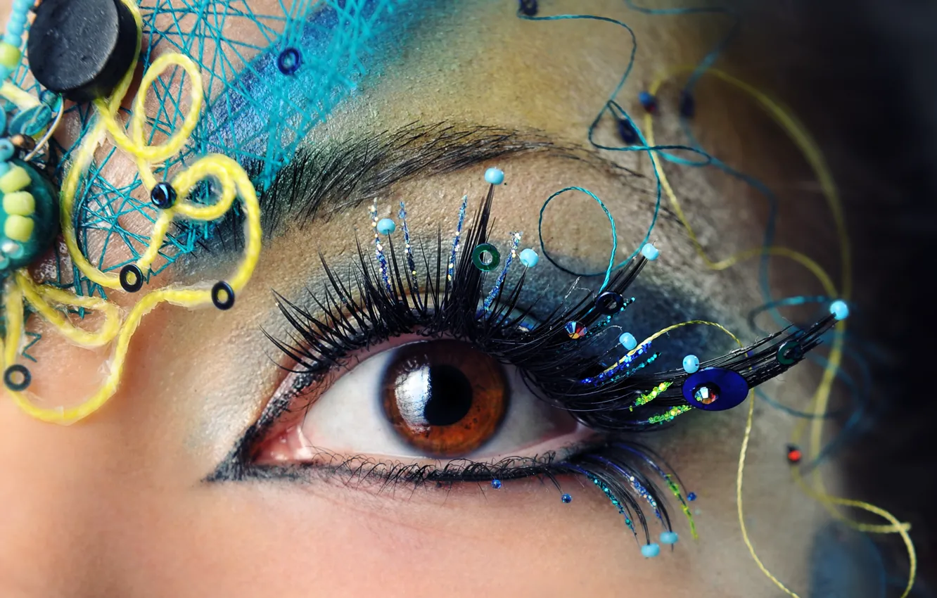 Photo wallpaper girl, macro, eyes, eyelashes, makeup, the pupil, eyebrows, shadows