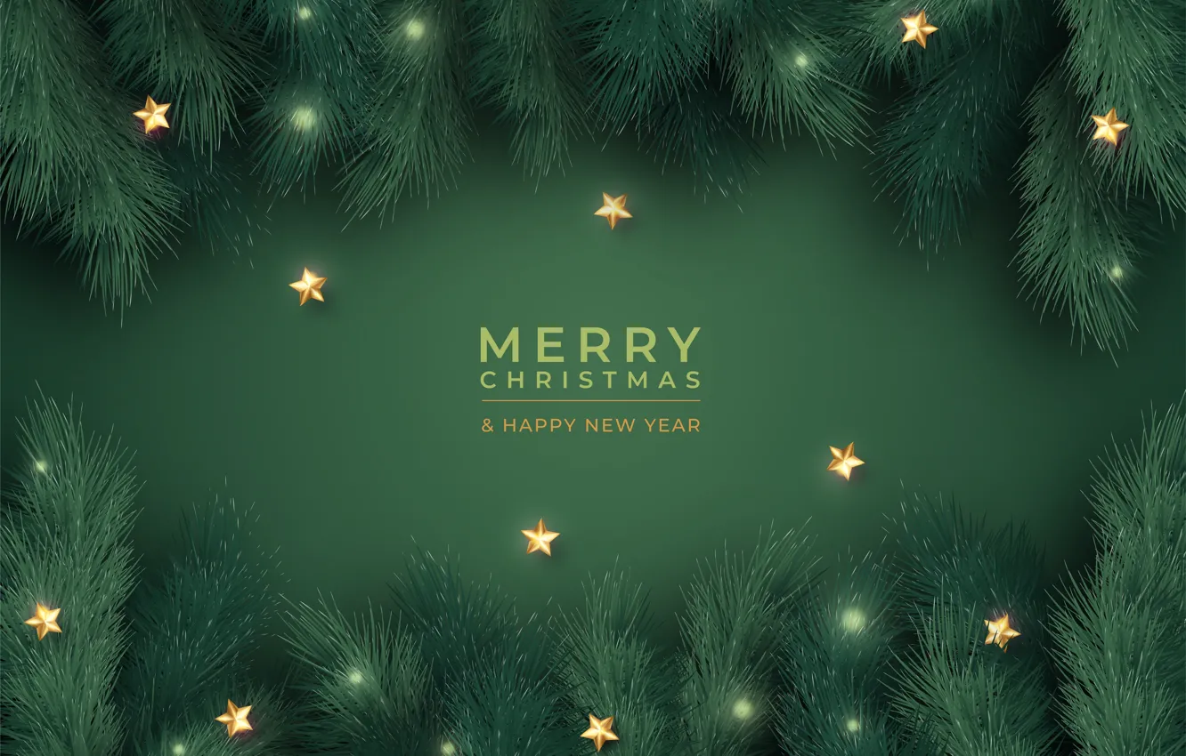 Photo wallpaper Christmas, New year, green background
