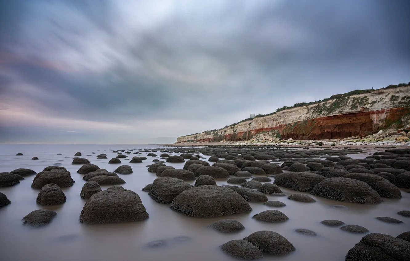 Photo wallpaper sea, landscape, stones, shore
