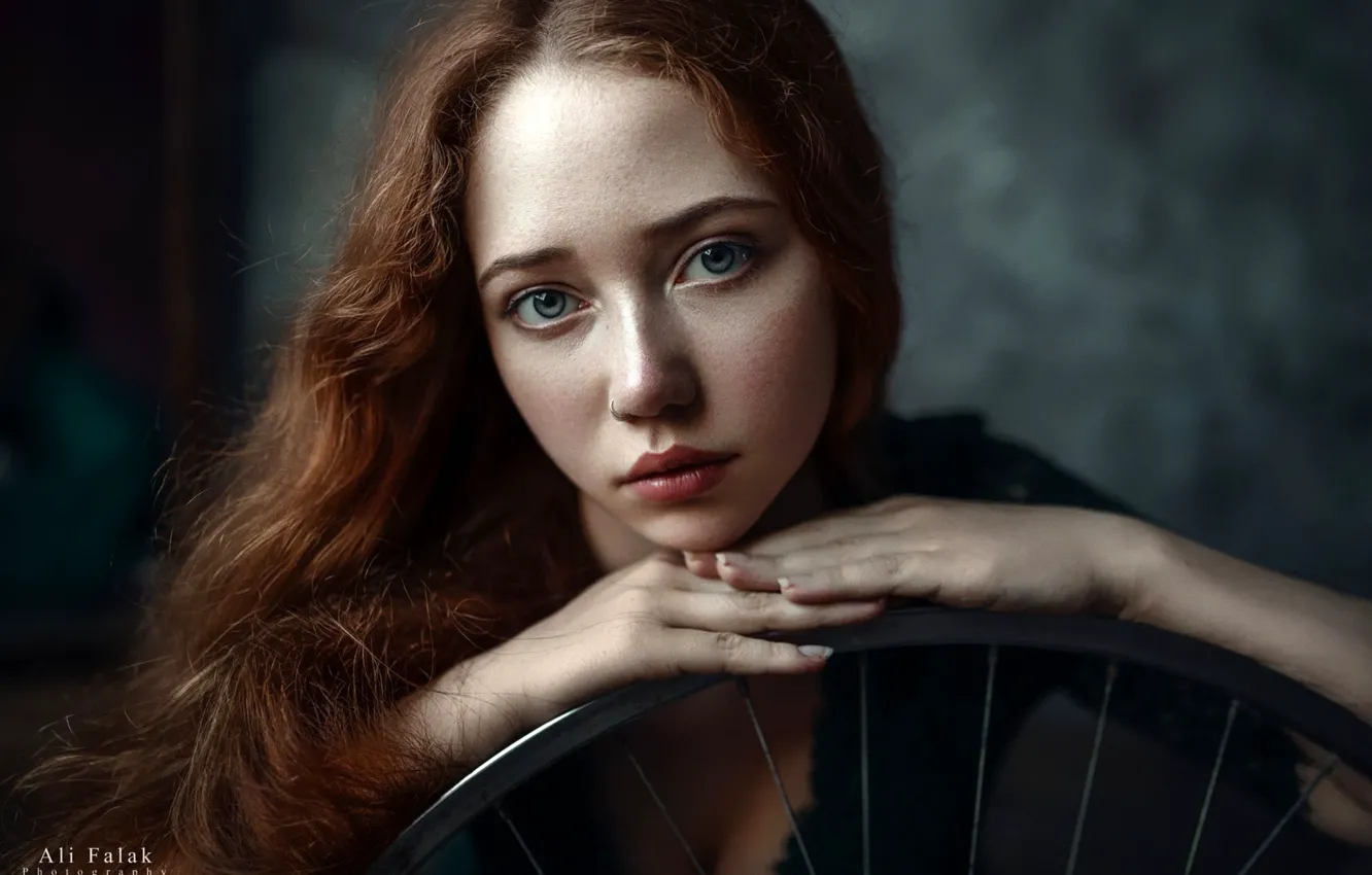 Photo wallpaper look, girl, pose, model, portrait, makeup, hairstyle, redhead