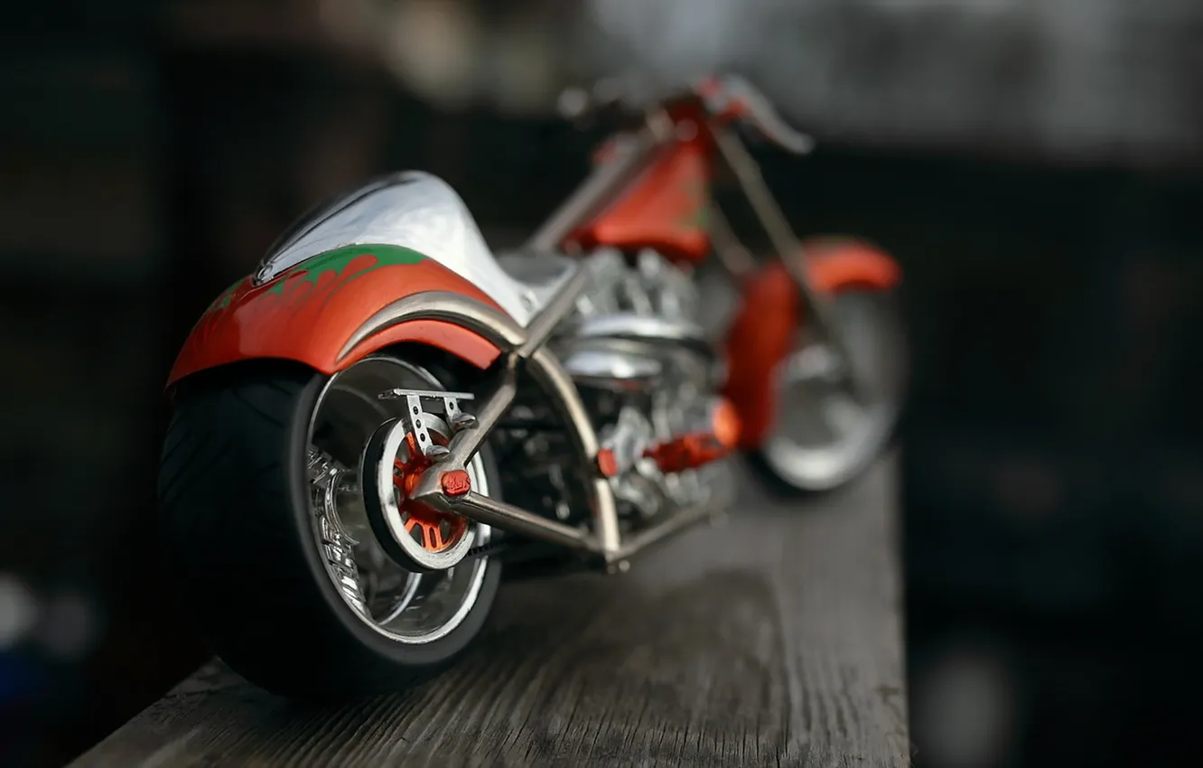 Photo wallpaper macro, toy, motorcycle
