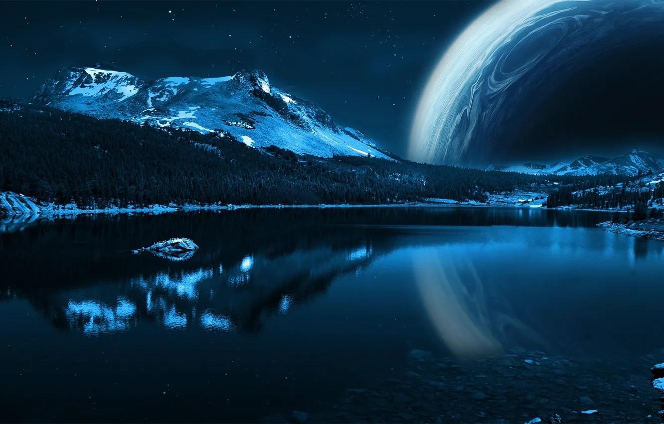 Wallpaper water, stars, mountains, planet images for desktop, section ...