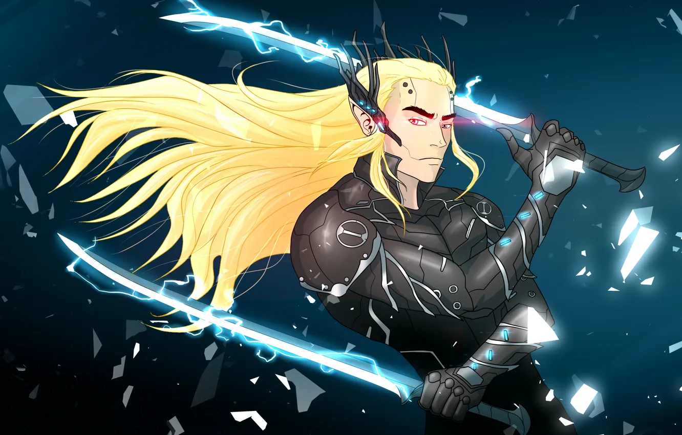Photo wallpaper lord of the rings, crossover, elf, Metal Gear Rising: Revengeance, Hobbit, mgr, Thranduil, cyborg ninja
