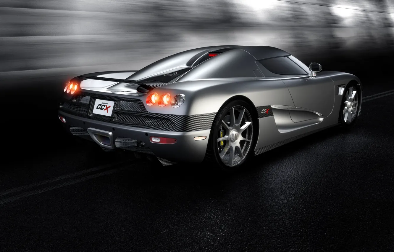 Photo wallpaper road, asphalt, grey, black, Koenigsegg, carbon, Koenigsegg CCX, tunnel