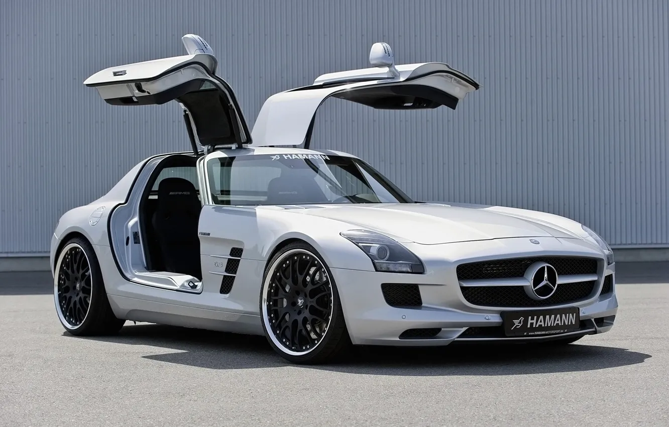 Photo wallpaper white, mercedes, black, hamann, benz, sls