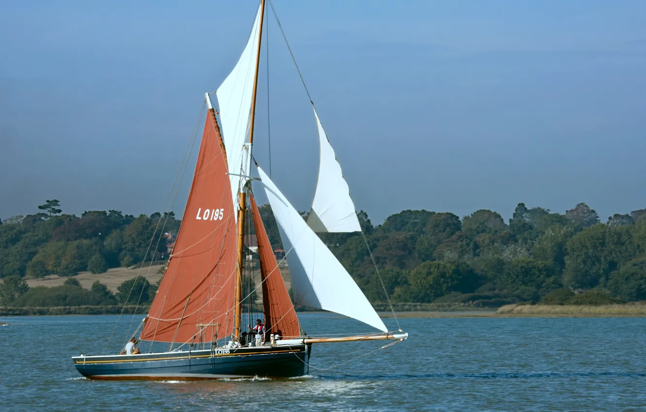 Photo wallpaper sea, the sky, shore, sailboat