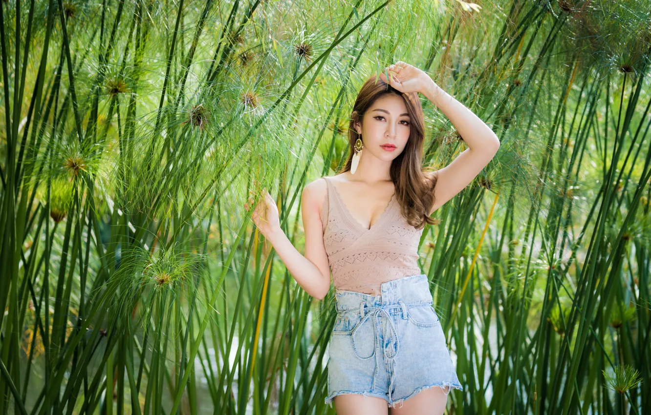 Photo wallpaper girl, pose, Asian, cutie