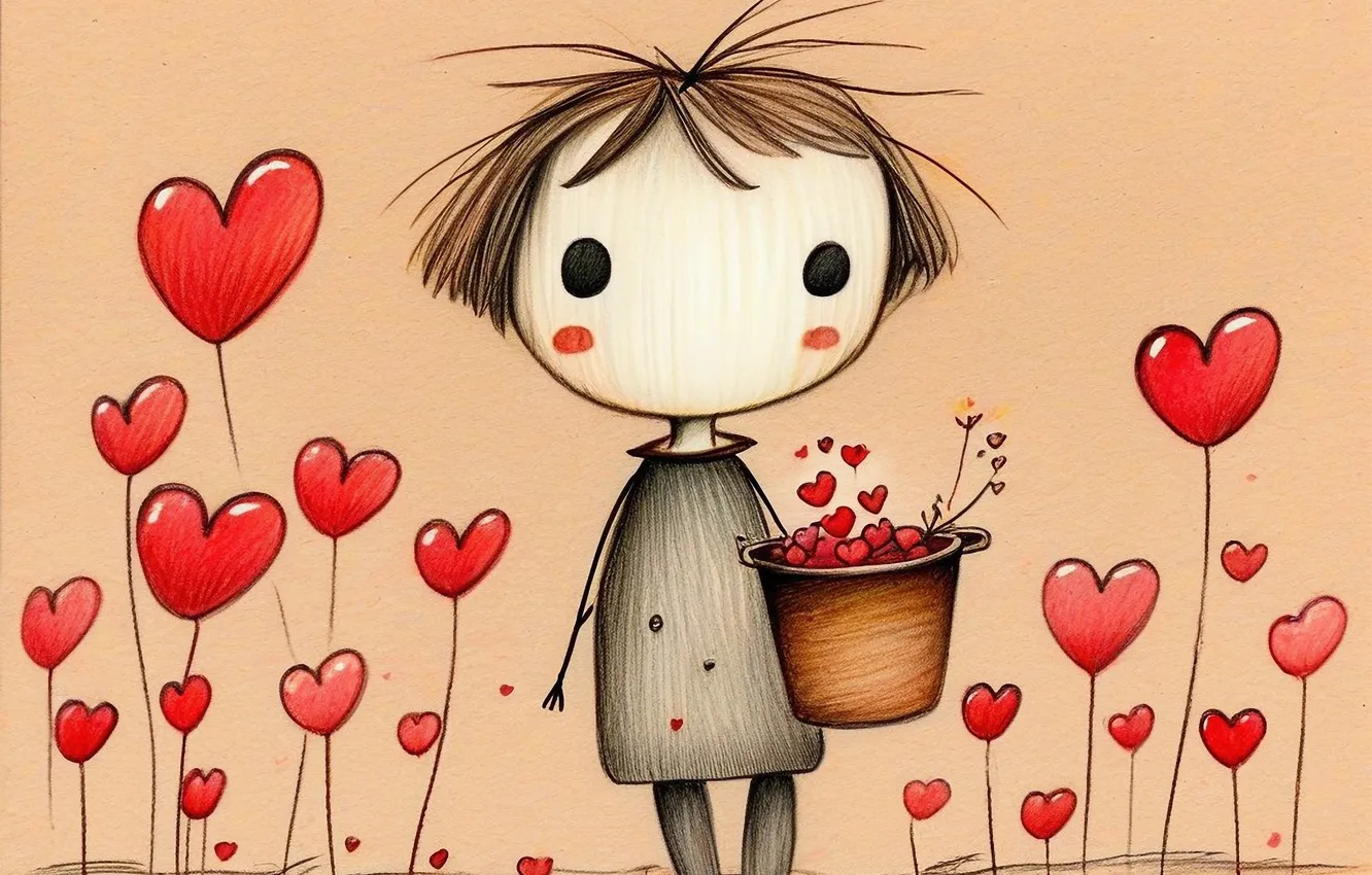 Photo wallpaper field, love, holiday, heart, men, boy, hearts, guy