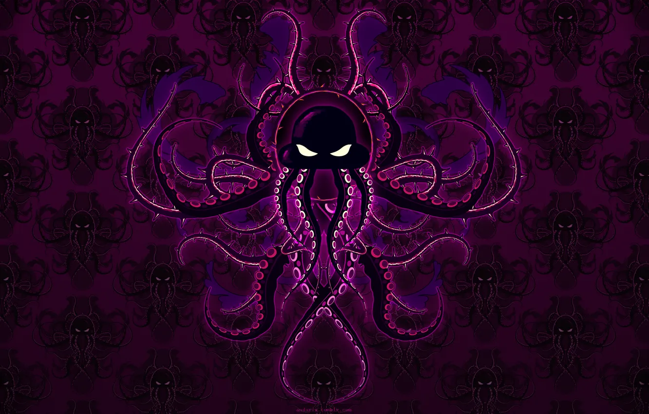 Photo wallpaper octopus, art, purple
