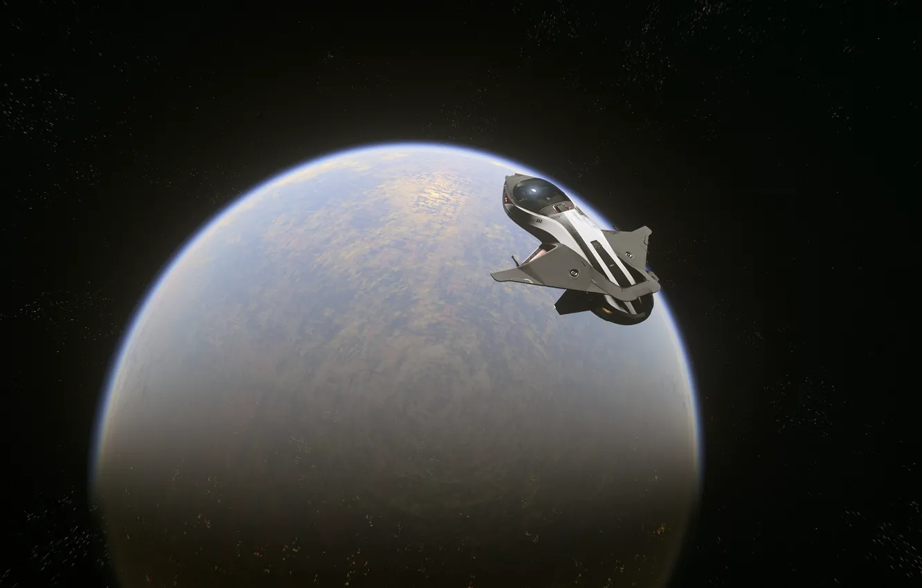 Photo wallpaper space, planet, spaceship, Star Citizen