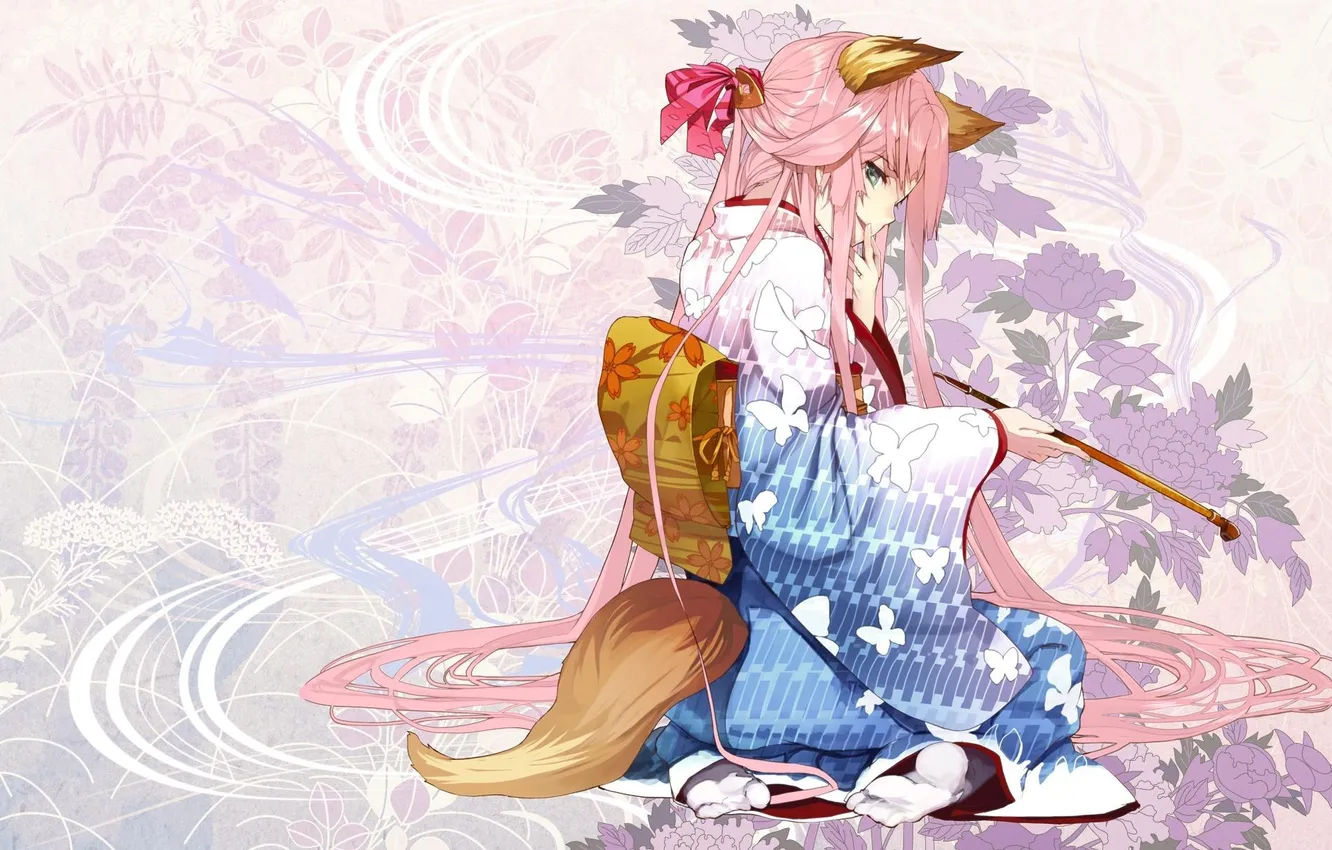 Photo wallpaper girl, mood, anime, kimono, ears