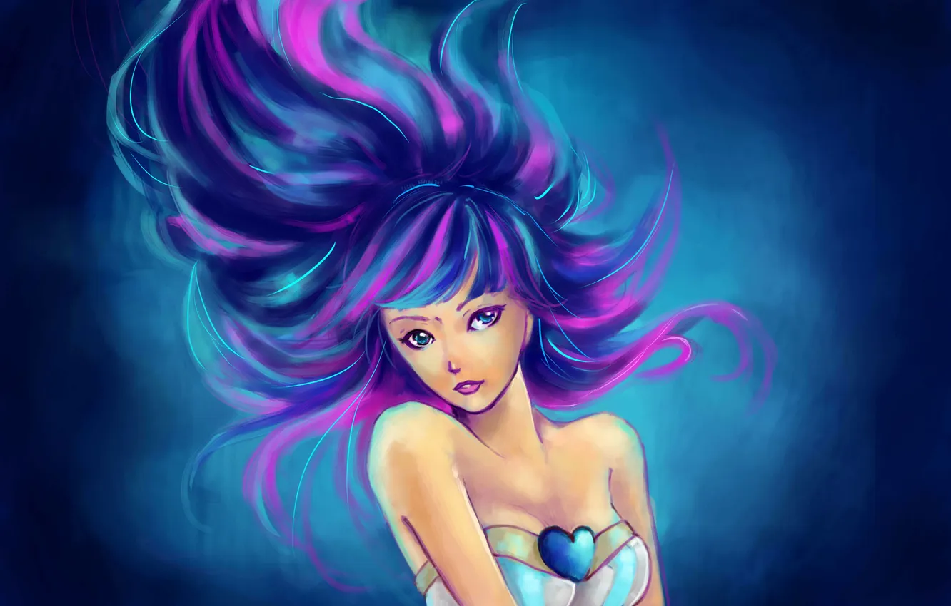 Photo wallpaper look, girl, heart, art, panty &amp; stocking with garterbelt, Anarchy Stocking, blobble