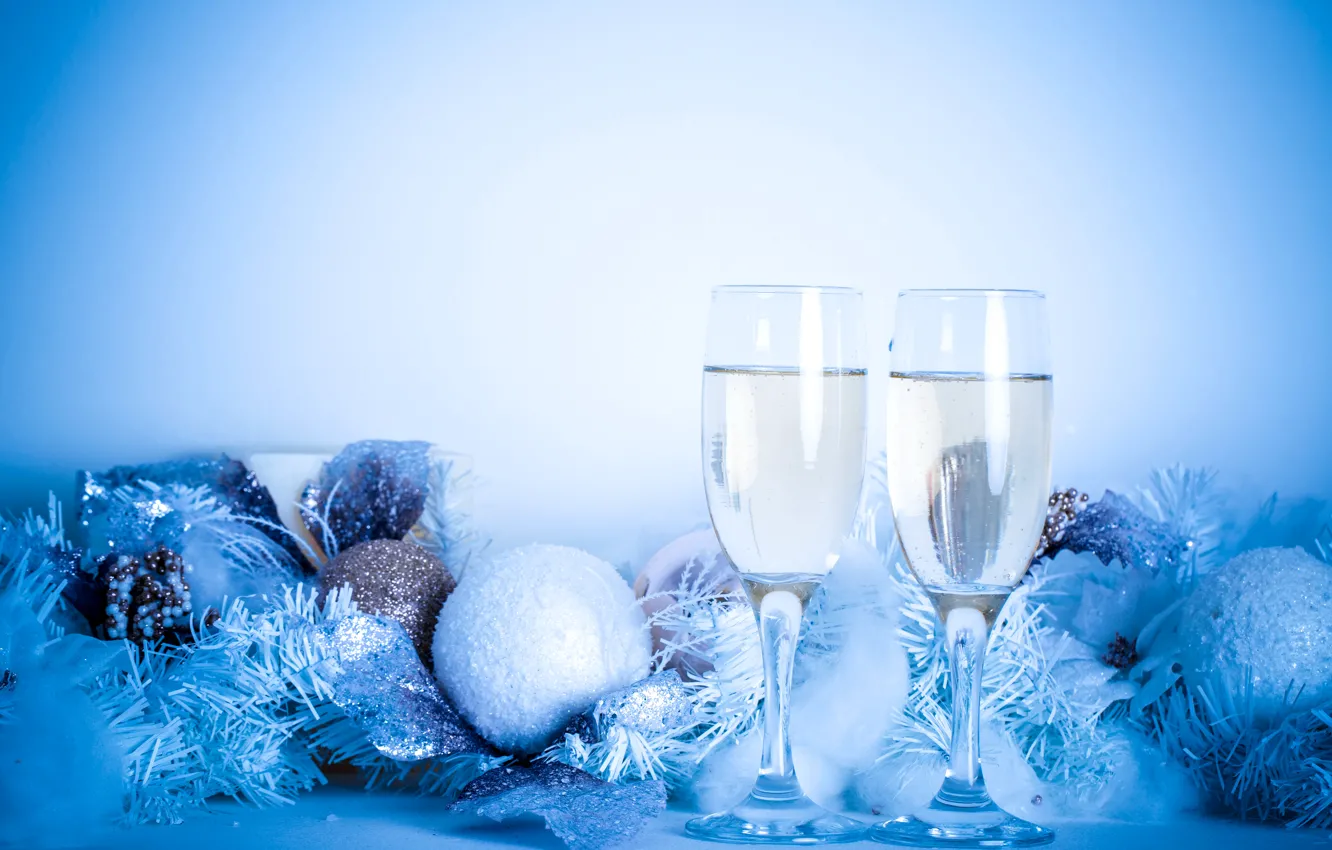 Photo wallpaper decoration, glass, new year, tinsel, Christmas, New Year