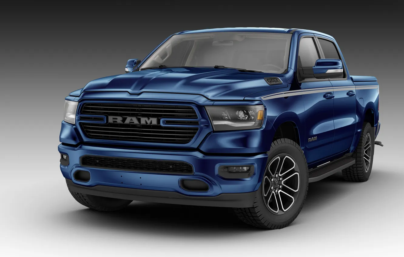 Photo wallpaper blue, Dodge, body, pickup, Dodge 2018 Ram 1500 Big Horn Crew Cab Moparized