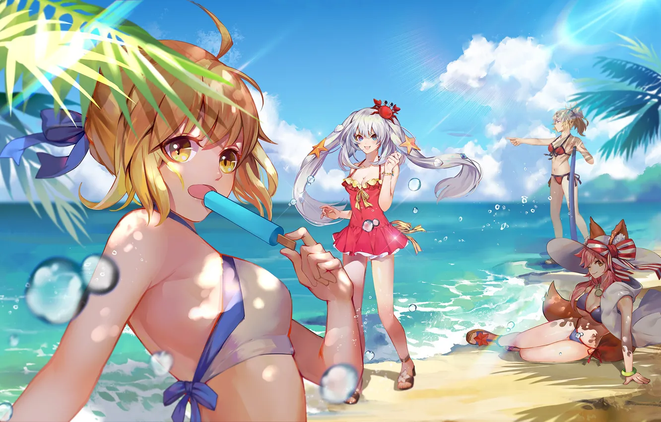 Photo wallpaper Beach, Girls, Fate / Grand Order, The destiny of a great campaign