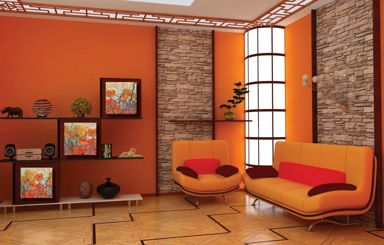 Photo wallpaper design, style, room, interior, furniture, panels