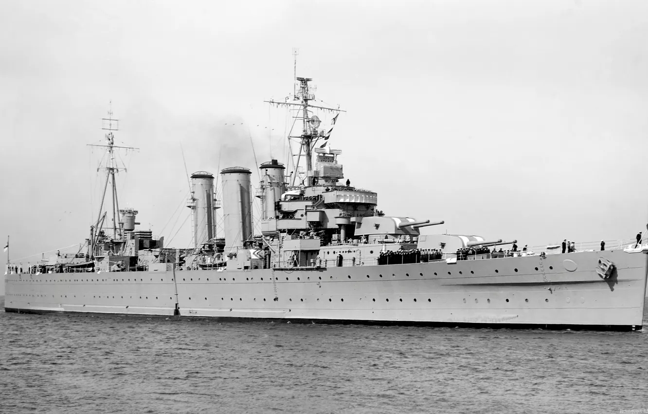 Photo wallpaper cruiser, HMAS Australia, 1953