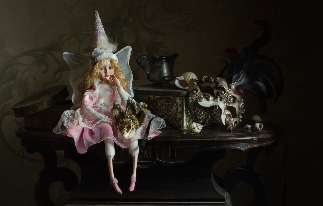 Photo wallpaper doll, mask, fairy