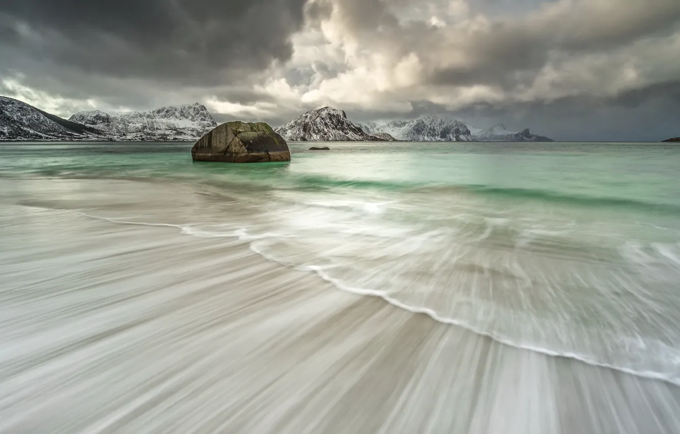 Photo wallpaper sea, mountains, nature