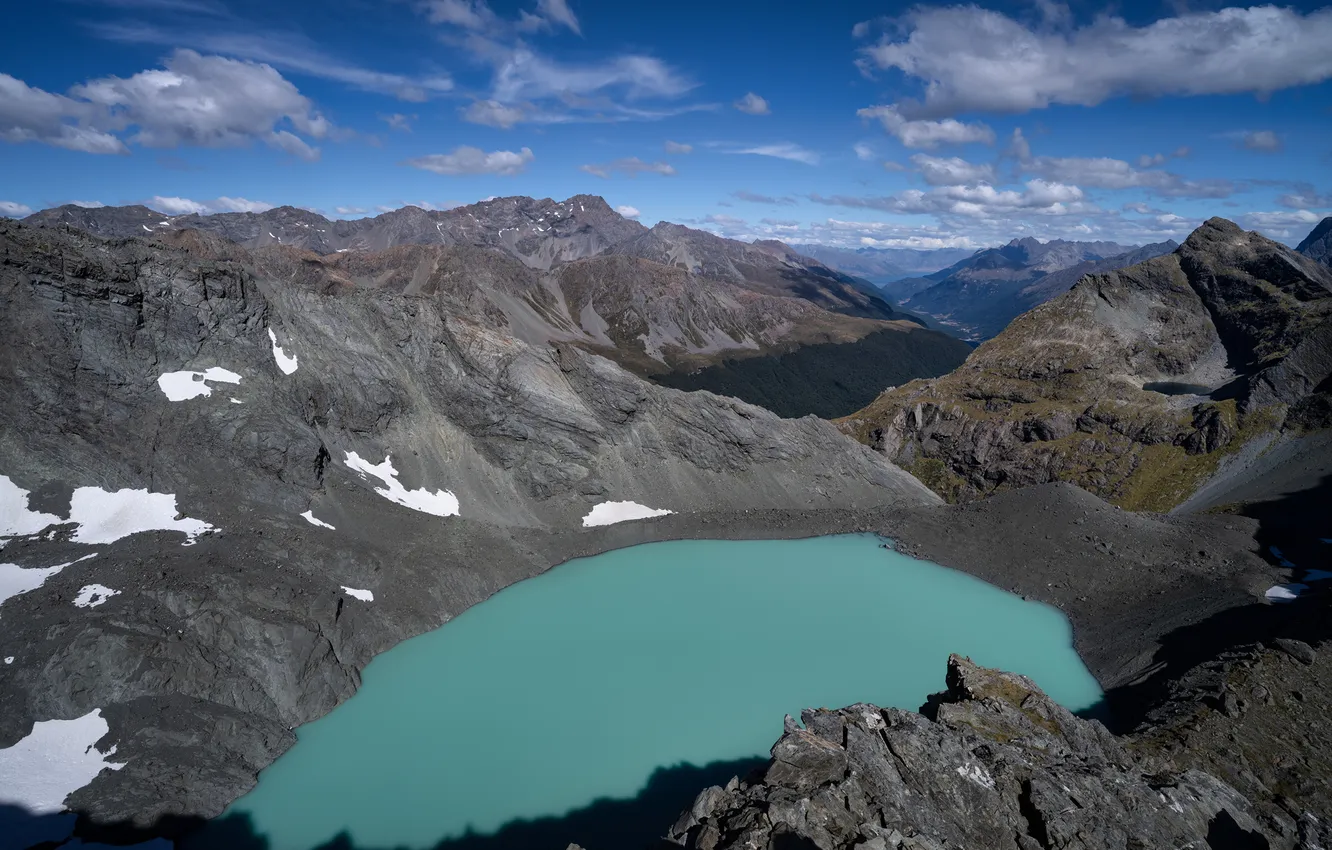 Photo wallpaper mountains, nature, lake, New Zealand