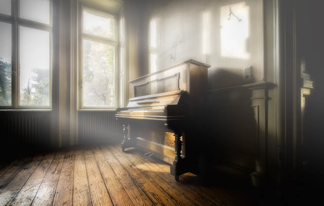 Photo wallpaper light, music, piano