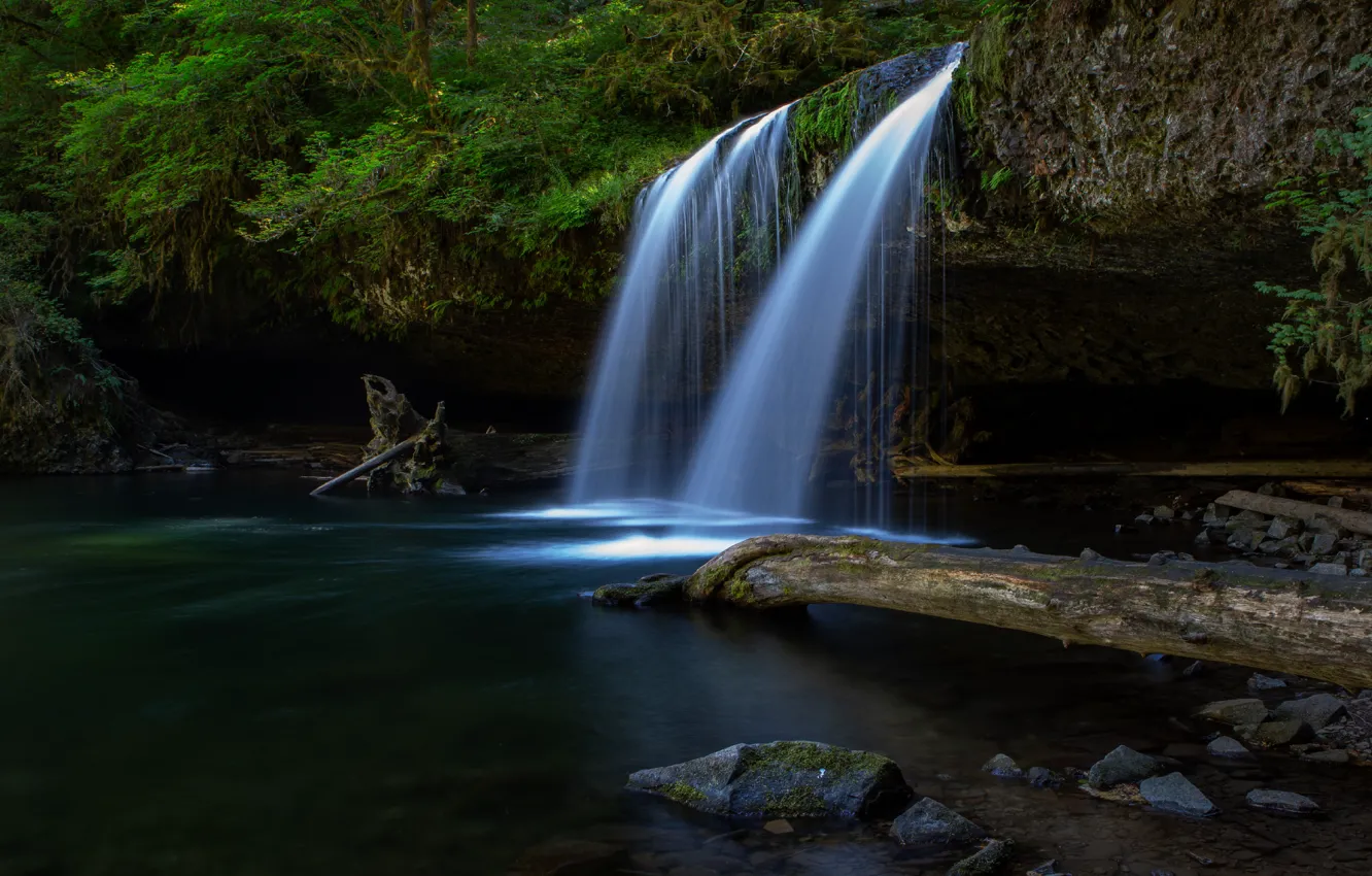 Photo wallpaper nature, rocks, shore, waterfall, stream
