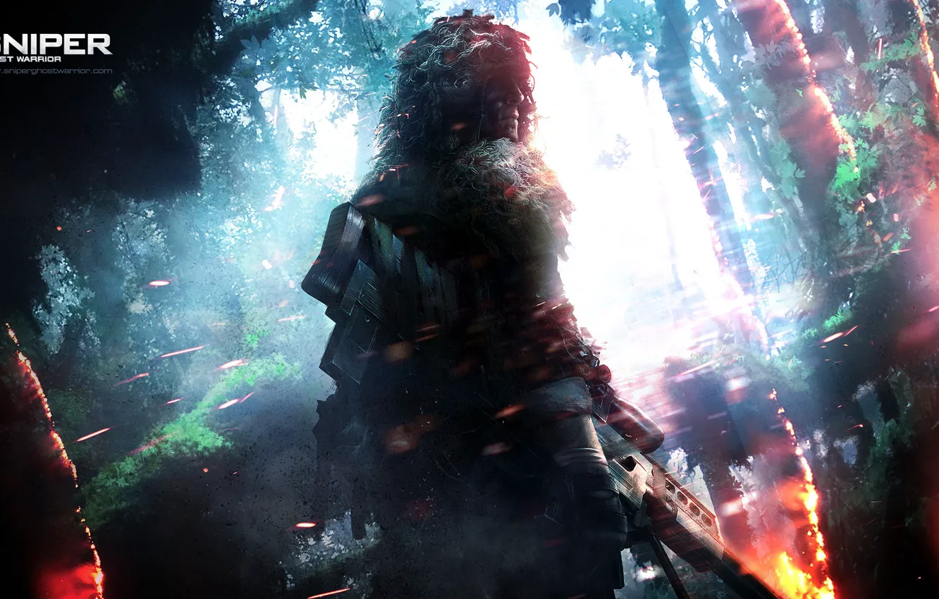 Photo wallpaper lights, jungle, sniper