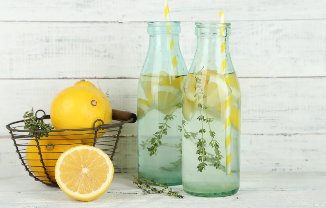 Photo wallpaper water, lemon, citrus, drink, lemonade